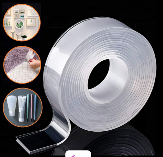 شريط لاصق نانو السحري الشفاف ✨ | تثبيت قوي، قابل للغسل وإعادة الاستعمال بدون حفر